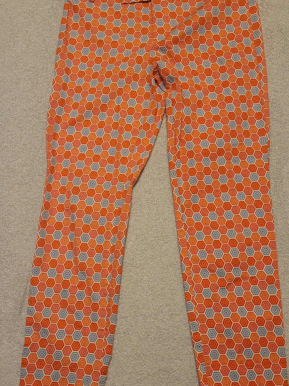GAP Women's Orange Slim Cropped Hexagon Print Cropped Pants Size 8
